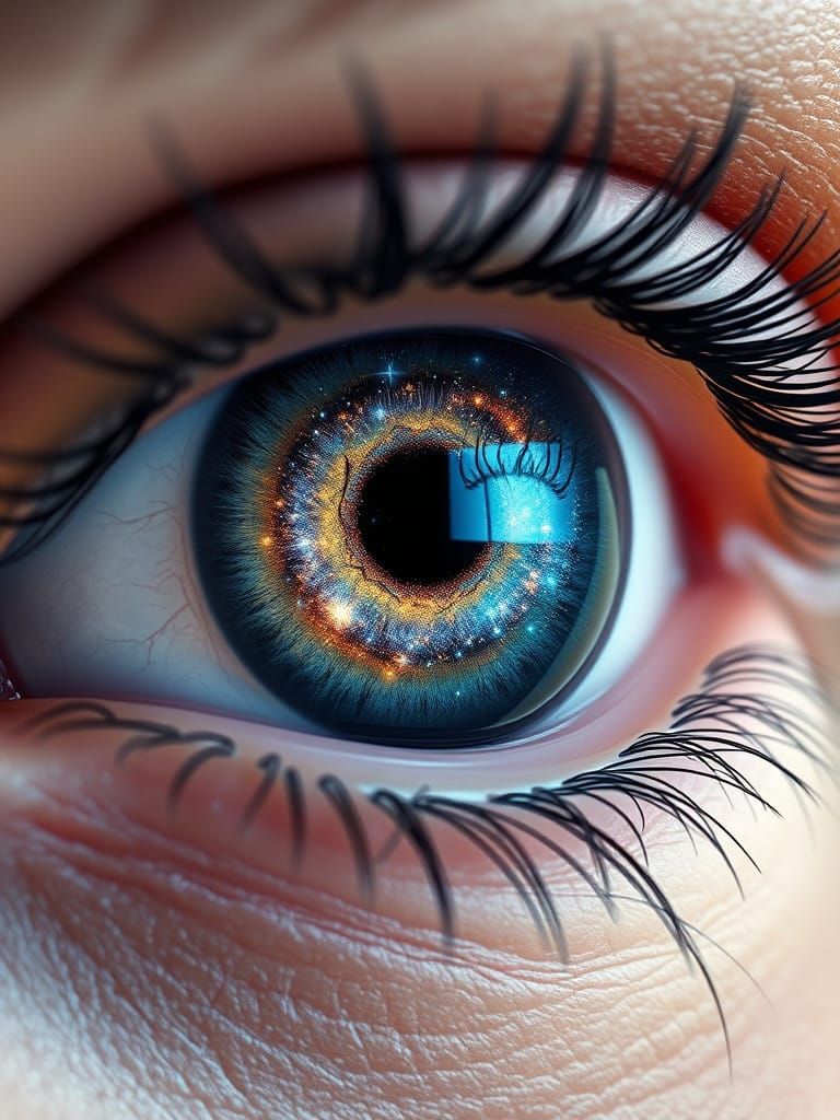 Elegant Surreal Eye with Milky Way Galaxy