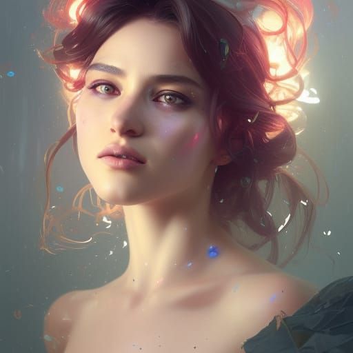 Futuristic Mona Lisa Portrait in Art Nouveau Style