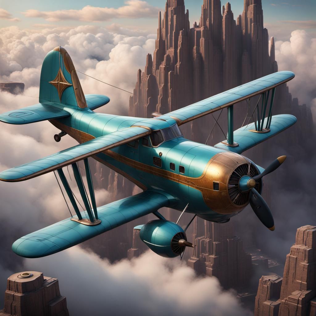 Art Deco Prop Plane Matte Painting in Unreal Engine