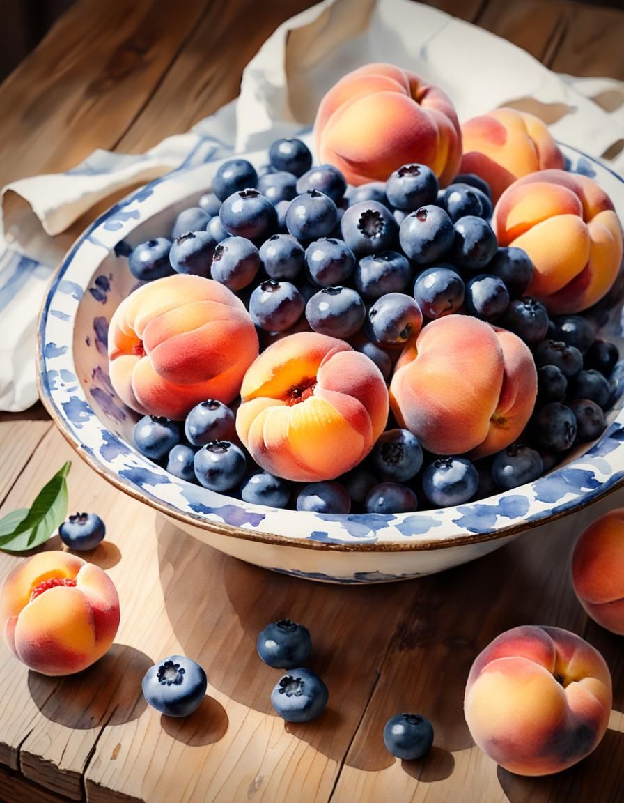 Watercolor Fruit Bowl Still Life