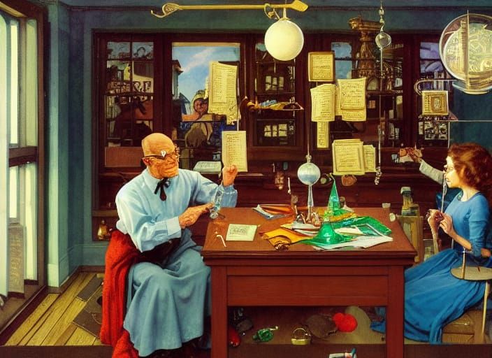 1950s Wizard's Lab: Rockwell-esque Fantasy Art