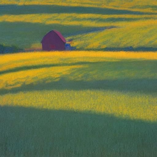 Impressionistic Wheat Field with Happy Family