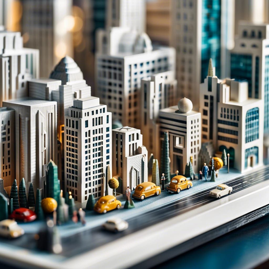Art Deco Miniature Cityscape on Sideboard