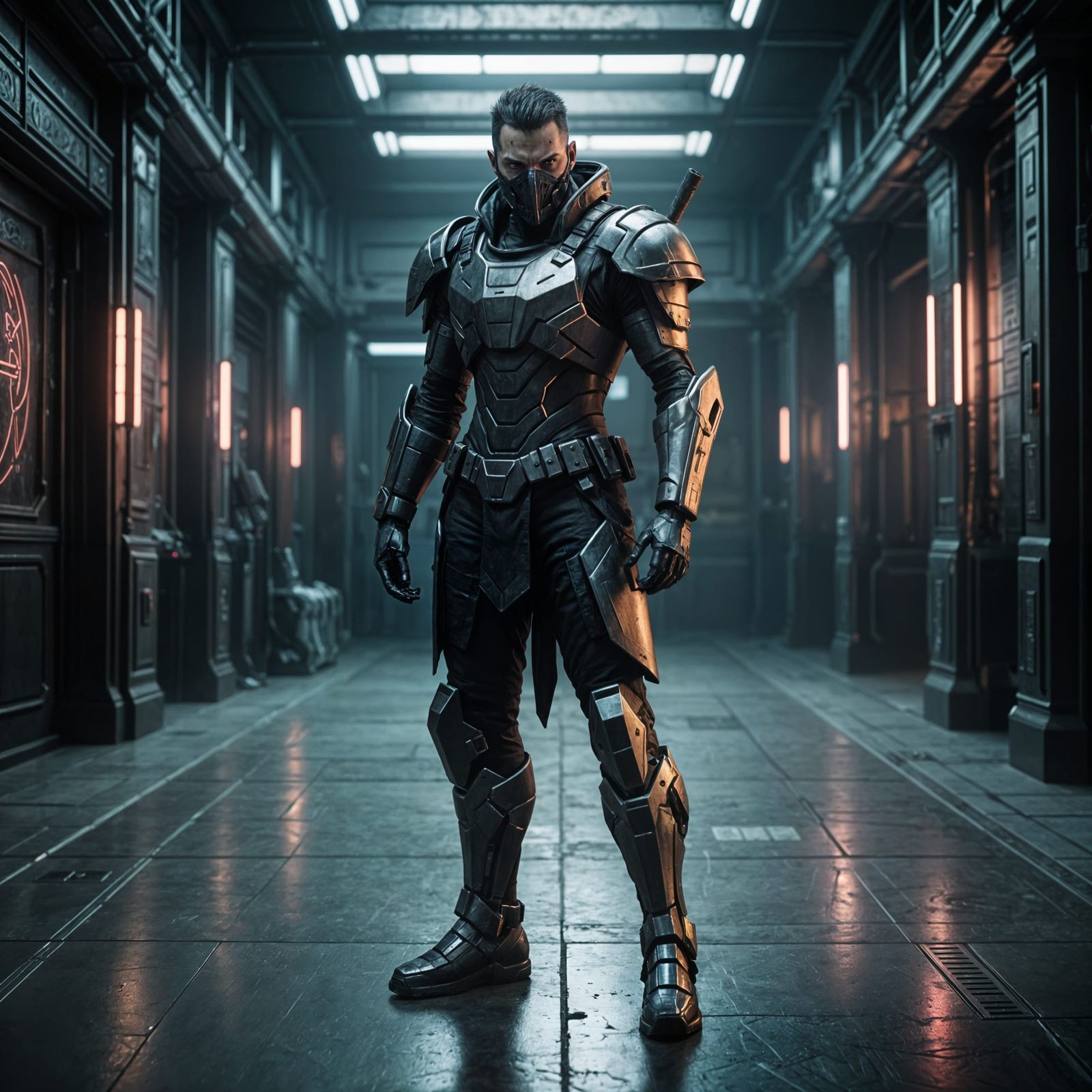 Cyberpunk Knight Confronts Dimensional Rift