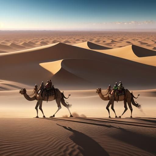 Camel in Desert: 3D Anime Art