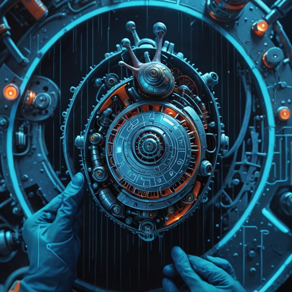 F1 Racing Snail Pit Stop in a Fantasy Art Style