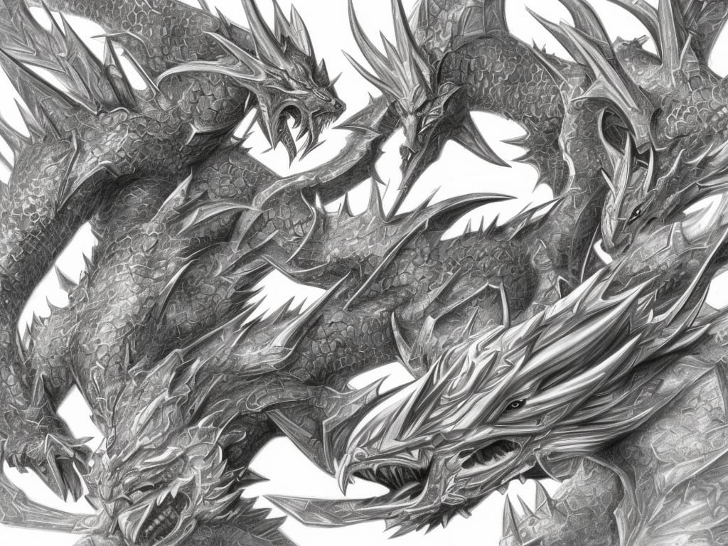 Cyber Dragon Pencil Drawing