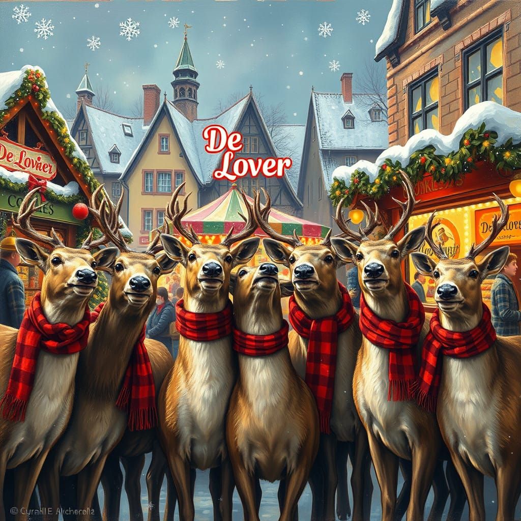 Deer Friends Snap a Merry Selfie in Old Town Christmas Marke...