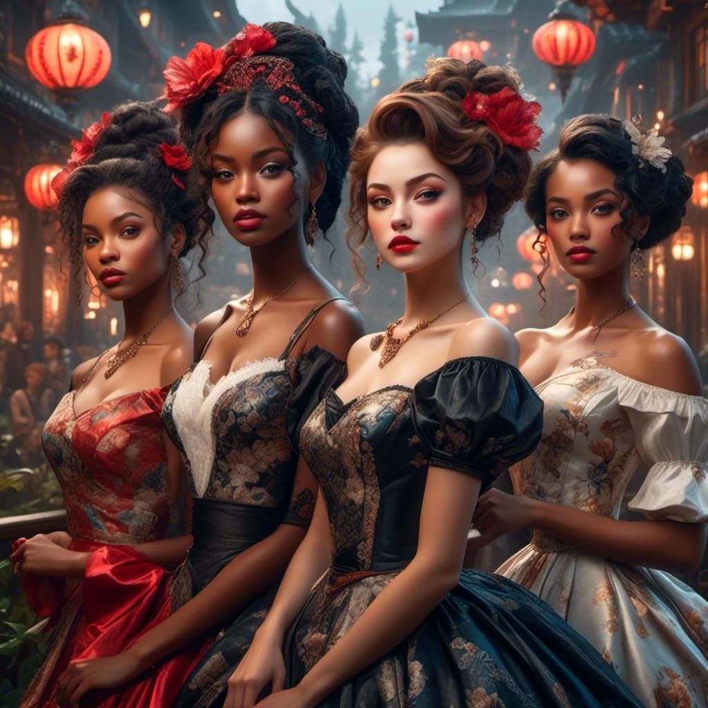 Diverse Models in Hyperrealistic Pinup Style