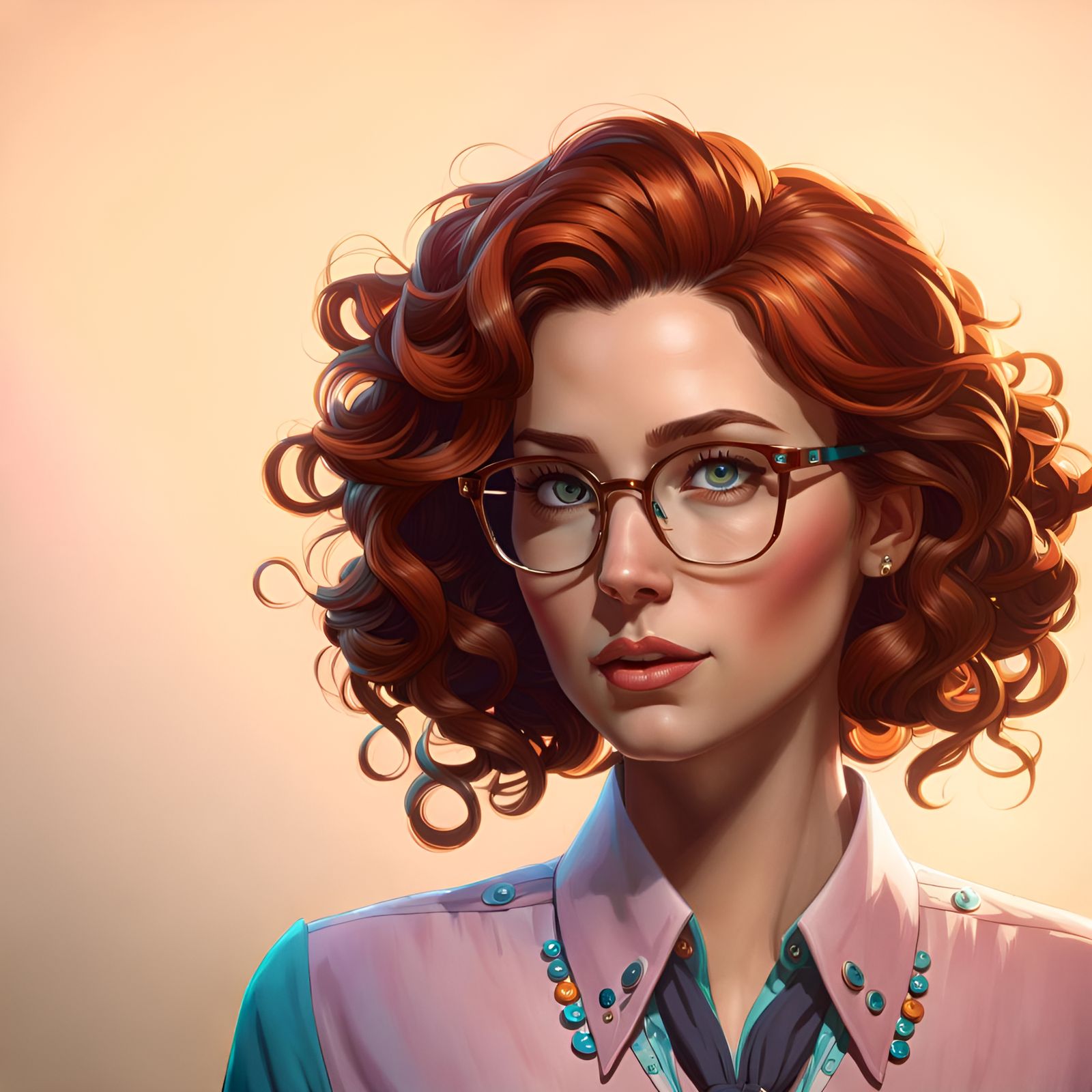 Attractive College Professor in Art Nouveau Style