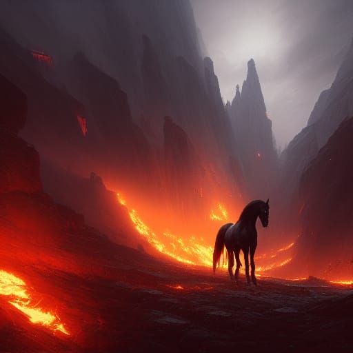 Fiery Horse in the Dark: A Dark Fantasy Concept