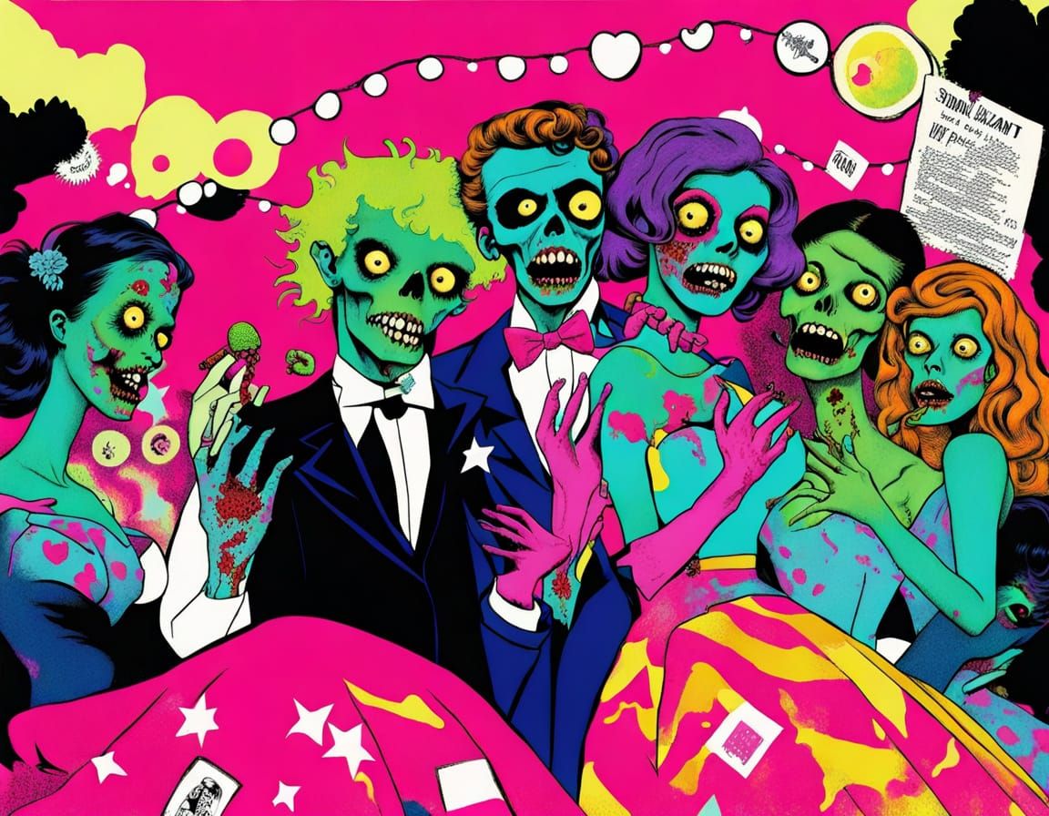 Zombie Prom Night in Vibrant Neon Colors