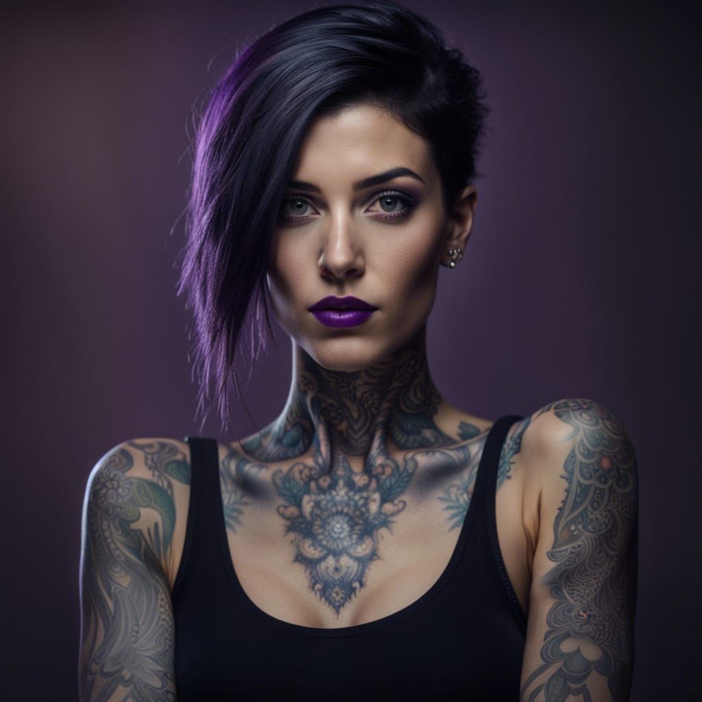 Stunning Woman with Tattoos: Professional Portrait Photograp...