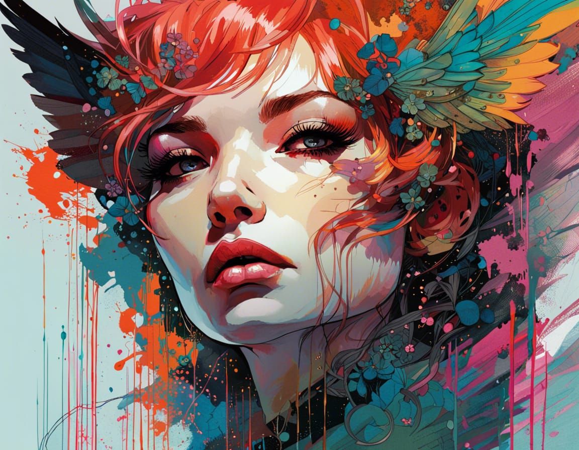 Colorful Angel Demon Splash Art Expressionism