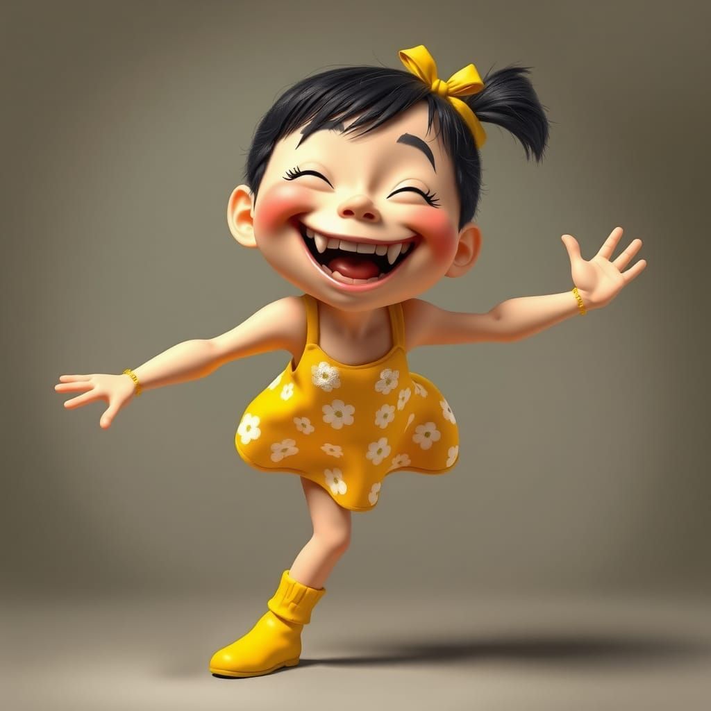 Girl Posing with Exaggerated Expression in Playful Style