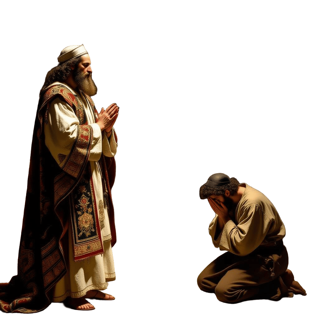 Pharisee and Publican in Ancient Temple Oil Painting