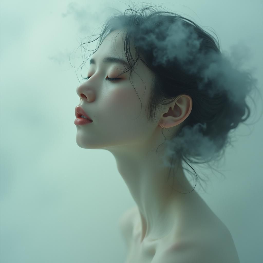 Ethereal Portrait of Woman in Dreamy Haze