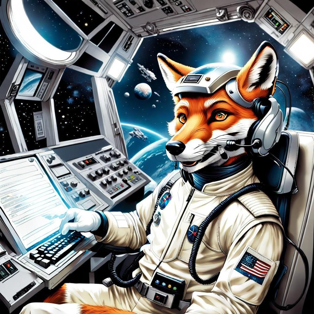 Anthro Fox Pilot in Comic Book Style