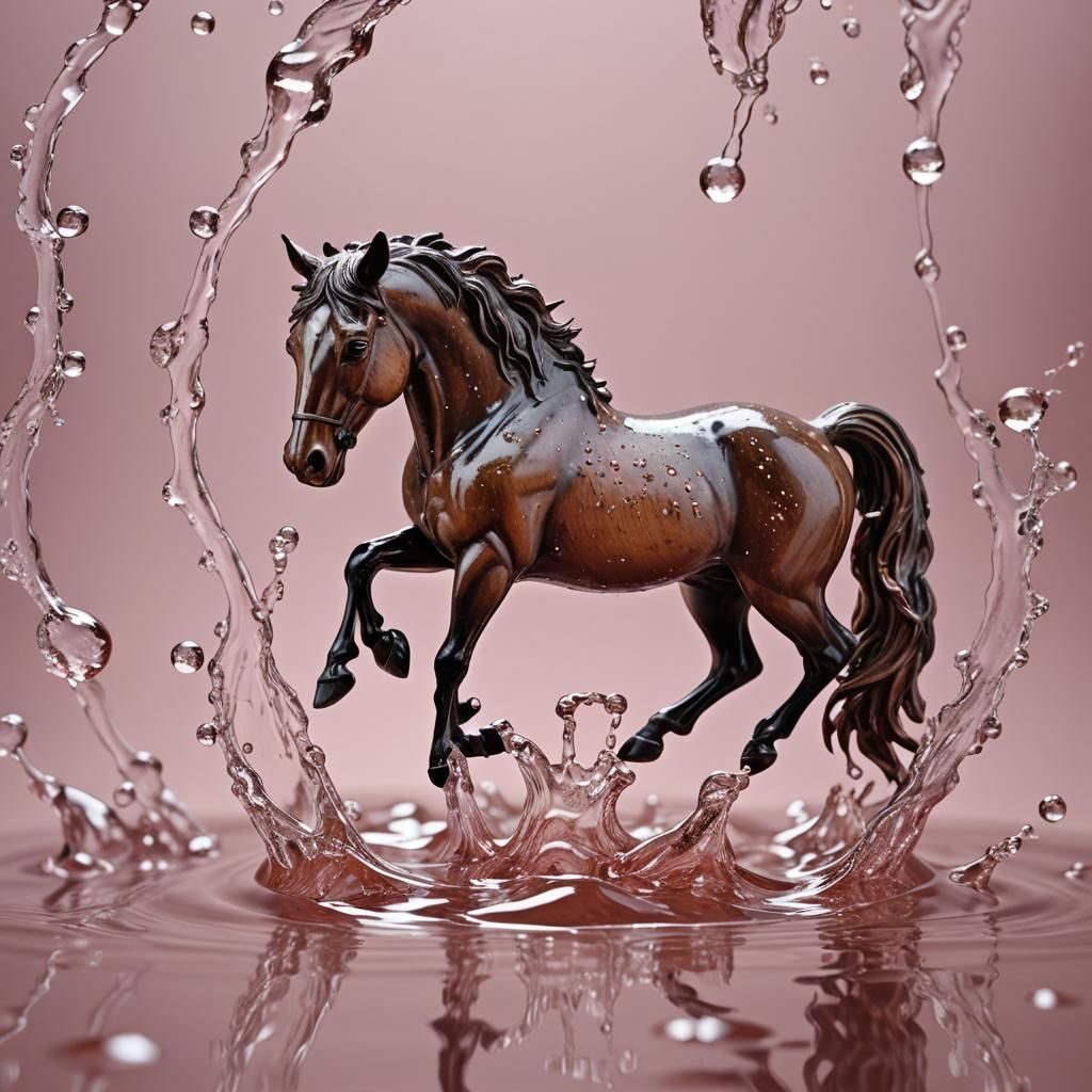 Miniature Water Horse Encapsulated in Droplet