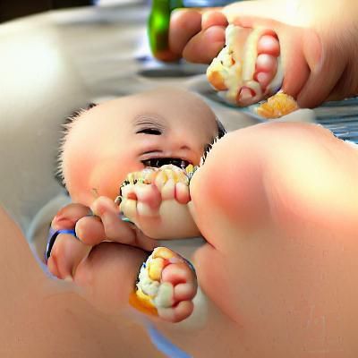 Happy Baby Eating Toes in Realistic HD