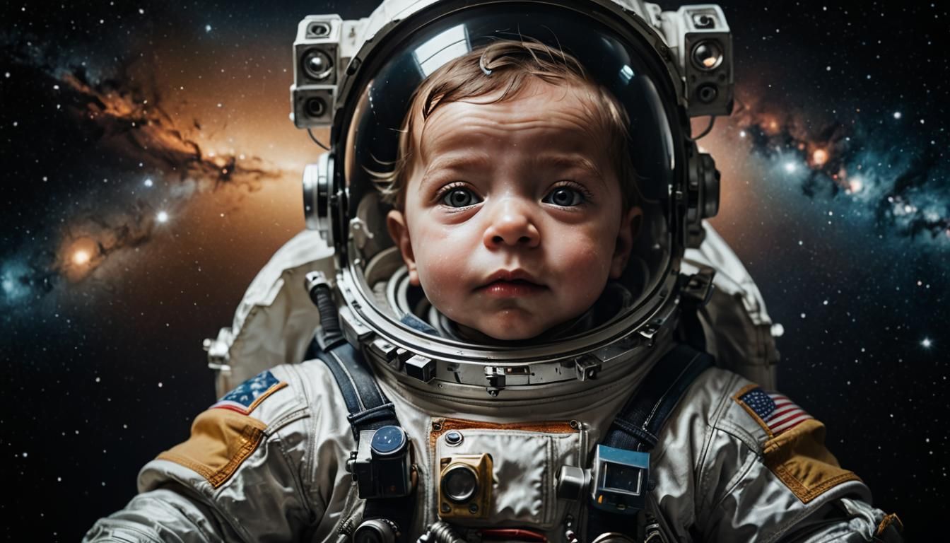 Baby Astronaut Portrait in Space