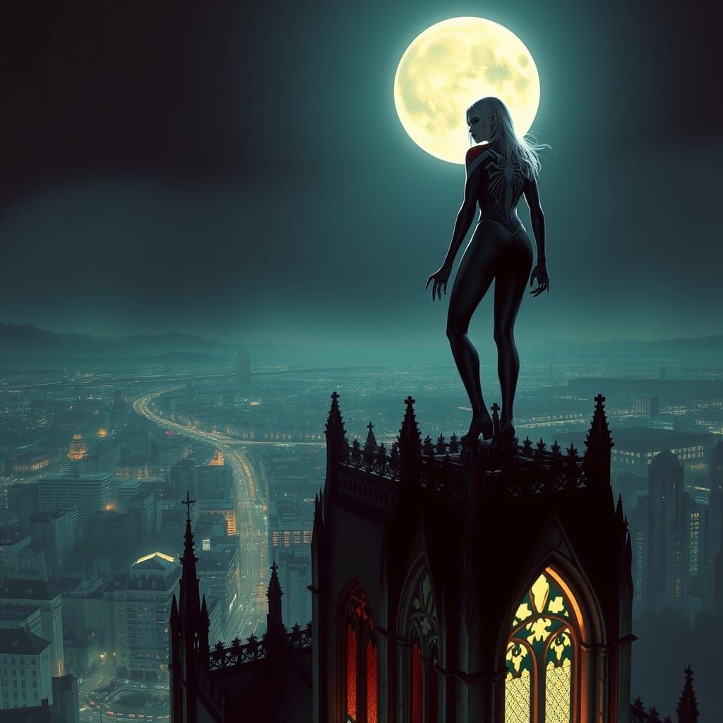 Ghost Spider Silhouetted Against the Moon