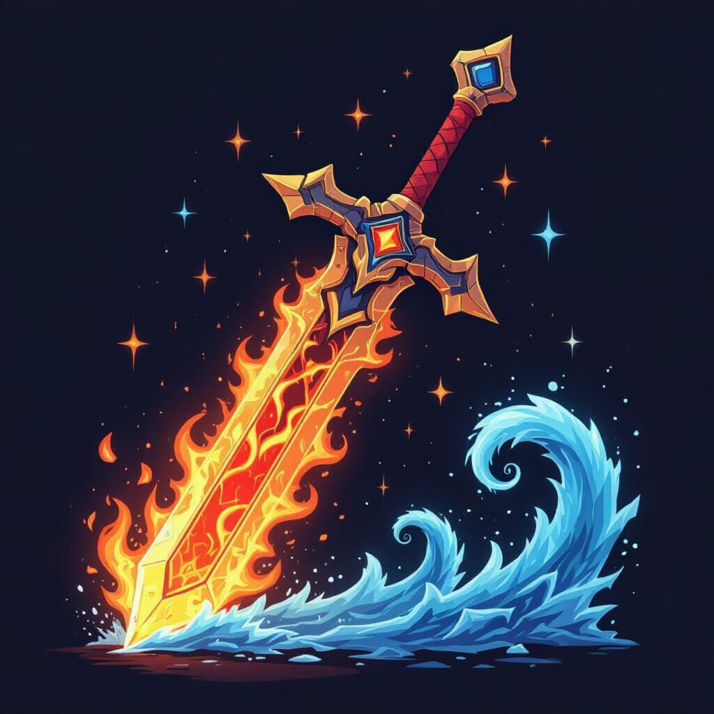Elemental Keyblade: Fire, Water, Rock, Wind Design