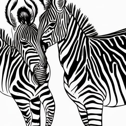 Coloring Page: Two Zebras Under a Tree