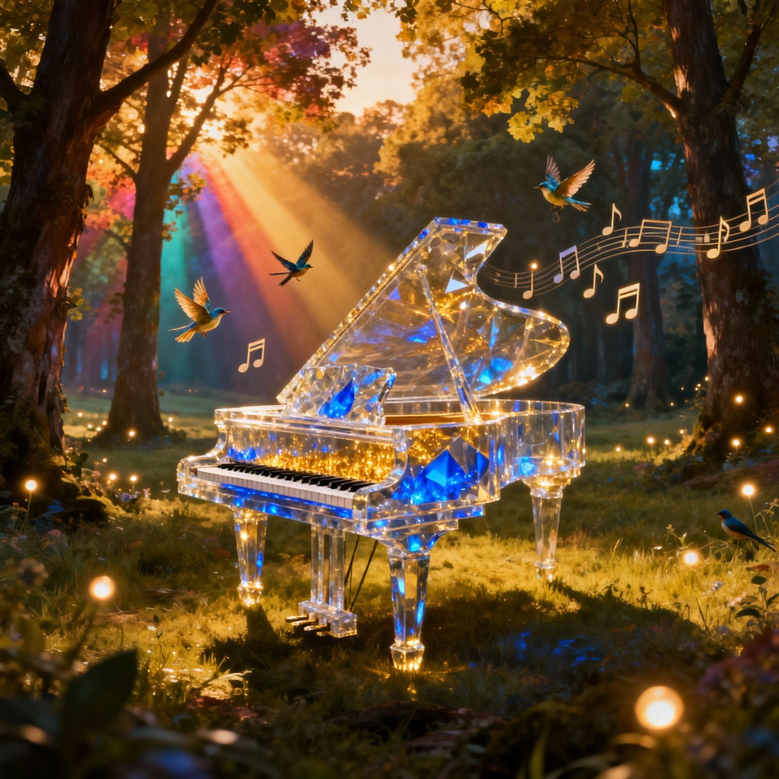 Magic piano in the forest