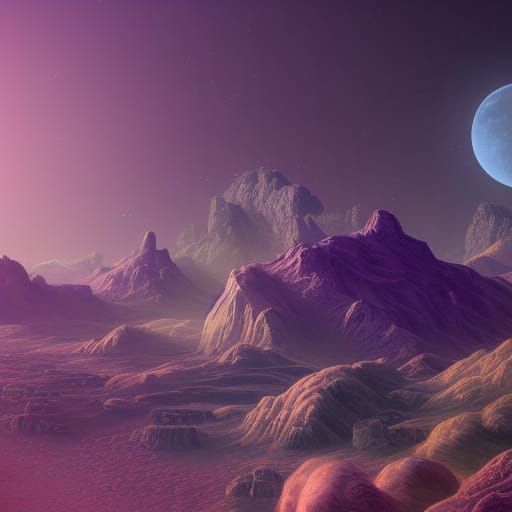 Purple Moon Sky Fantasy Concept Art