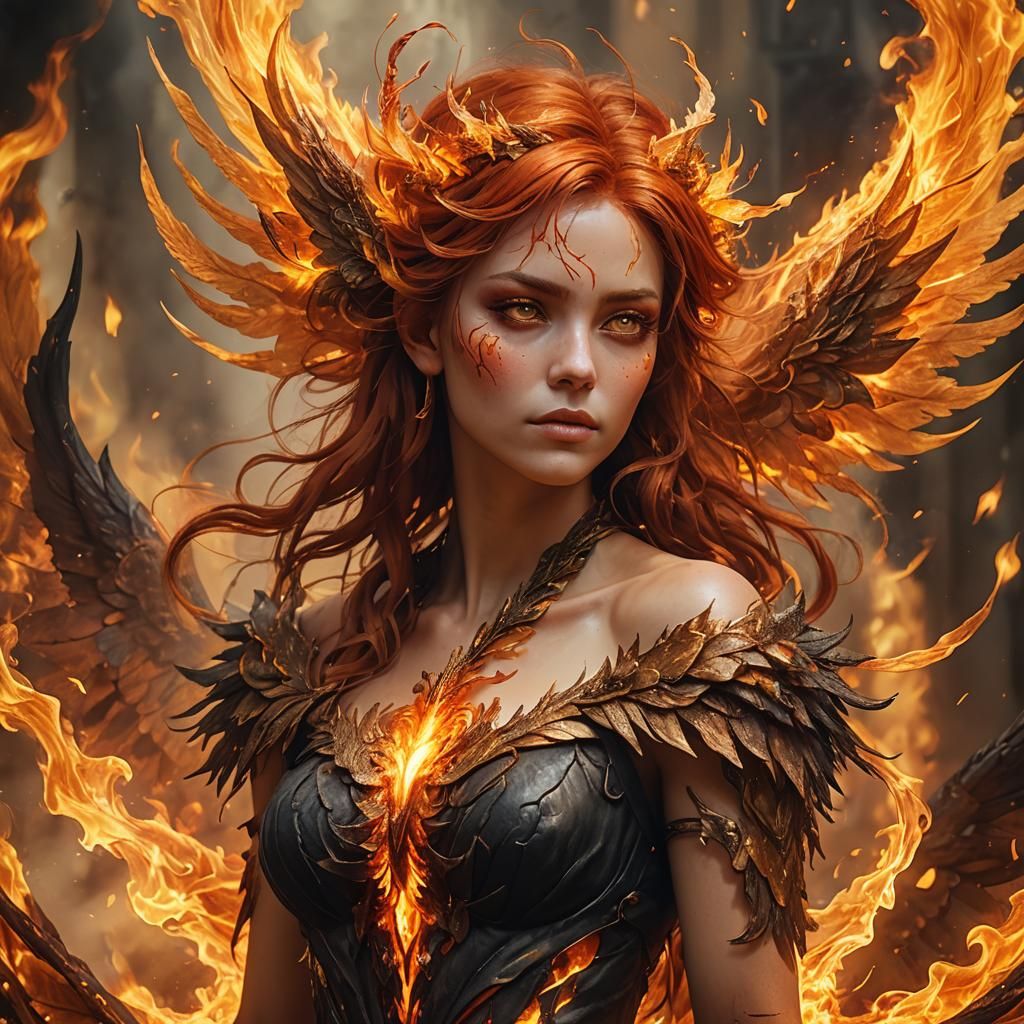 Inferno Fairy Portrait in Hyper-Realistic Digital Art