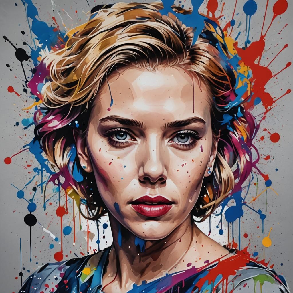 Watercolor Graffiti Portrait with Soft Focus