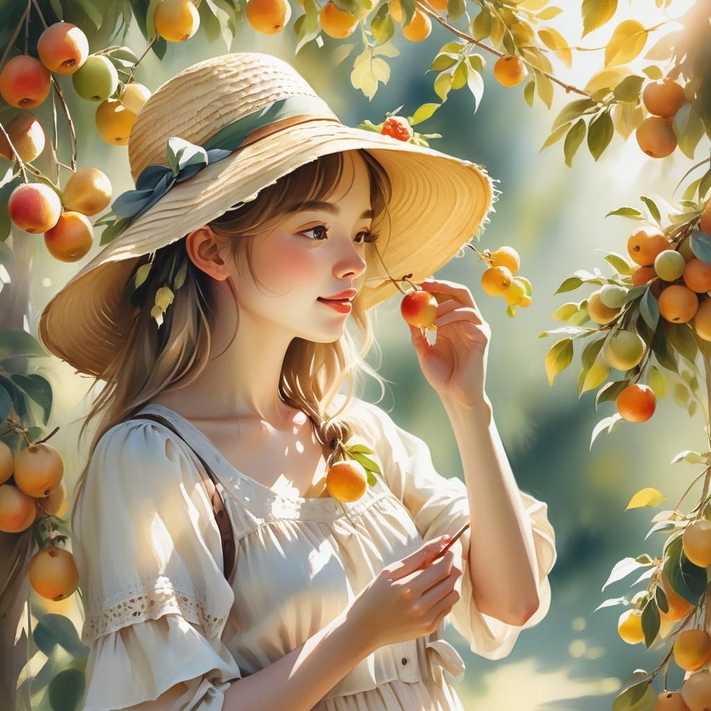 In wonderful realistic colors: “A girl wearing a beautiful s...