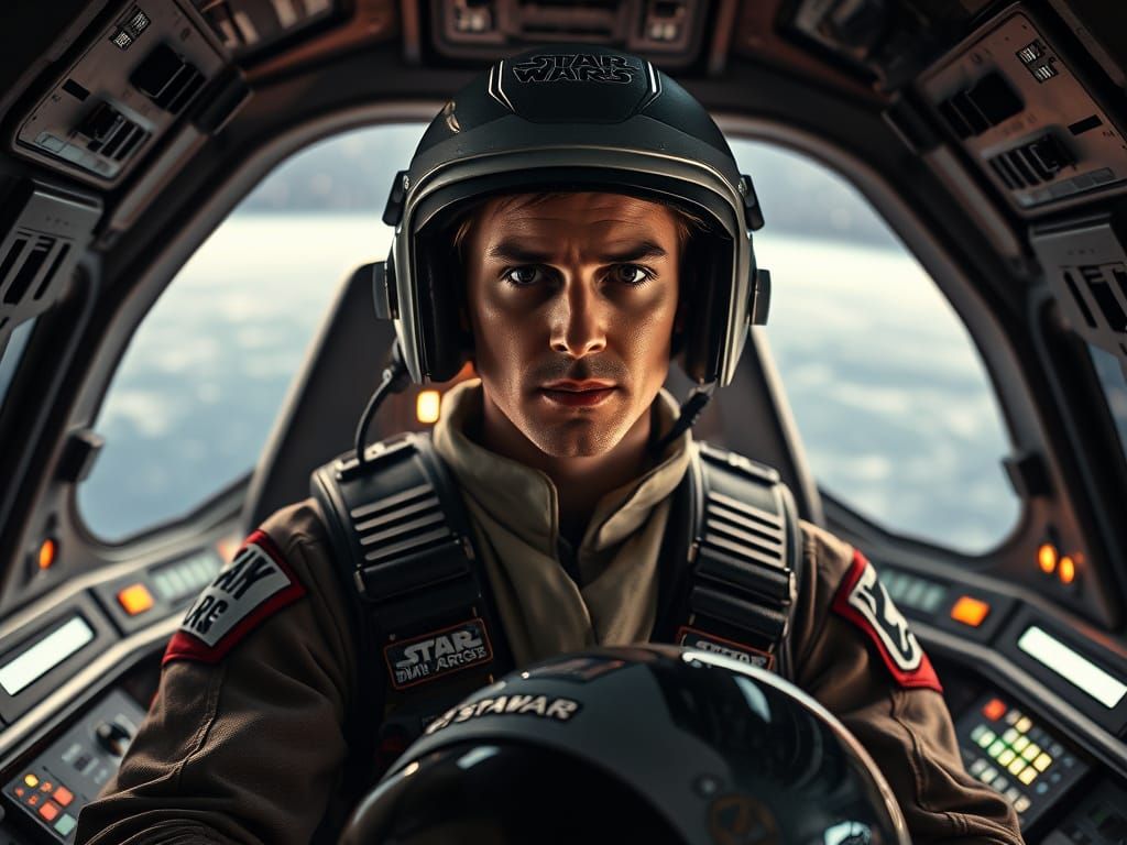 Star Wars Pilot Portrait in Spaceship Cockpit