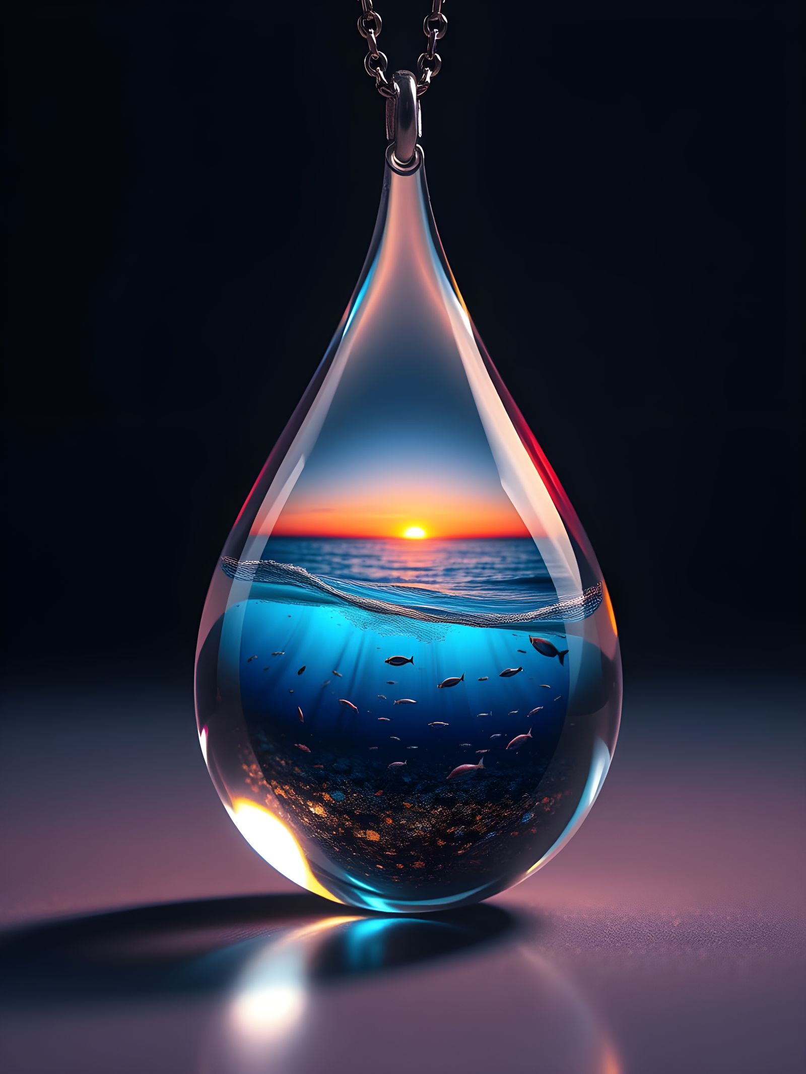 Ethereal Oceanic Teardrop Pendant