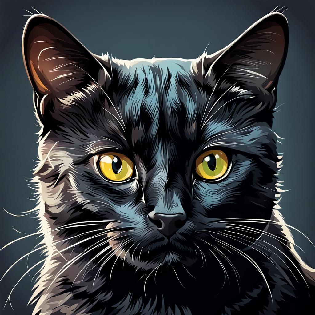 Minimalist Black Cat Illustration