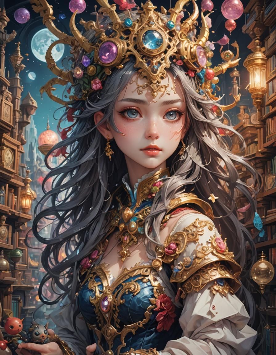 Romantic Fairytale Portrait in Detailed Anime Style