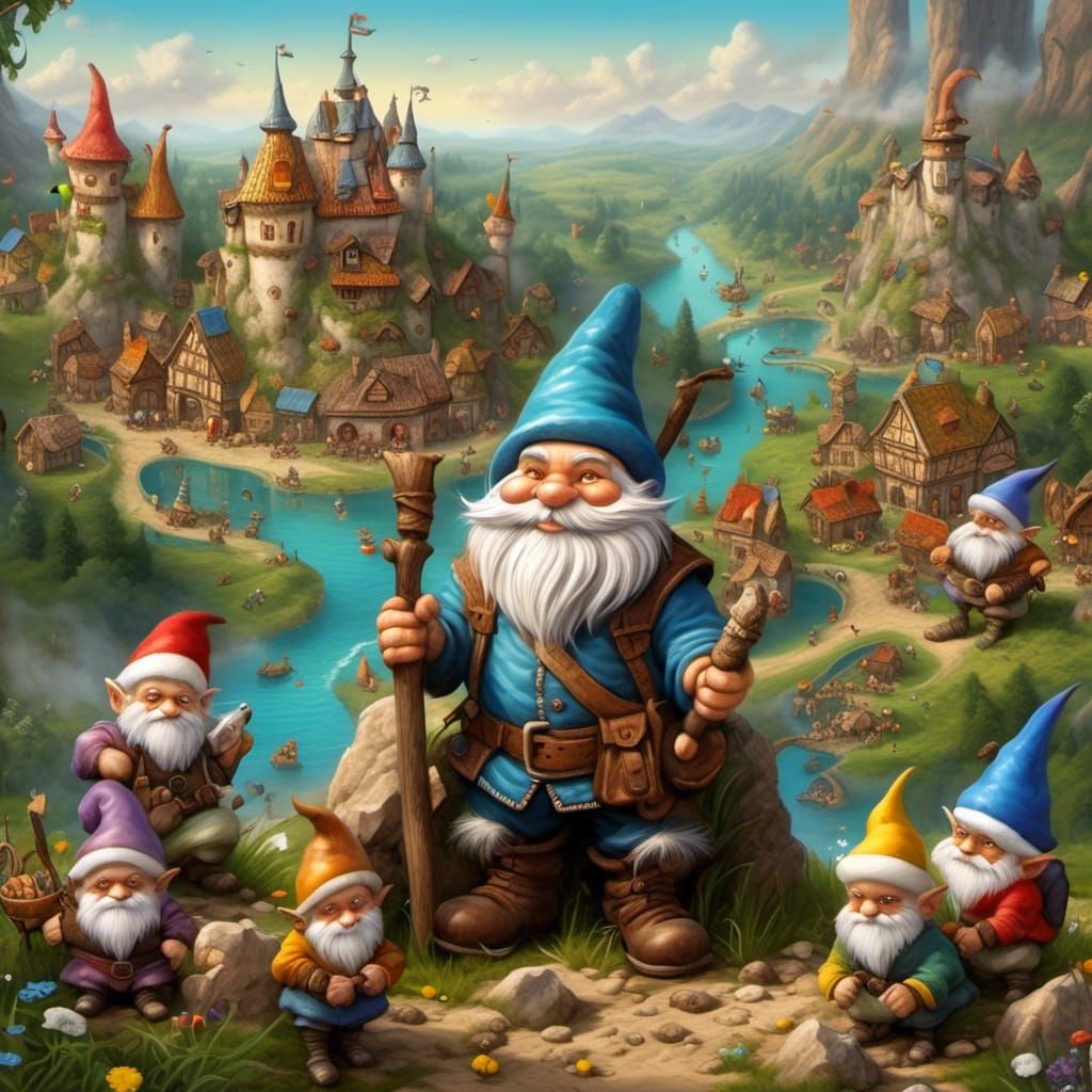 Gnomes' World in Renaissance Style 3D Rendering