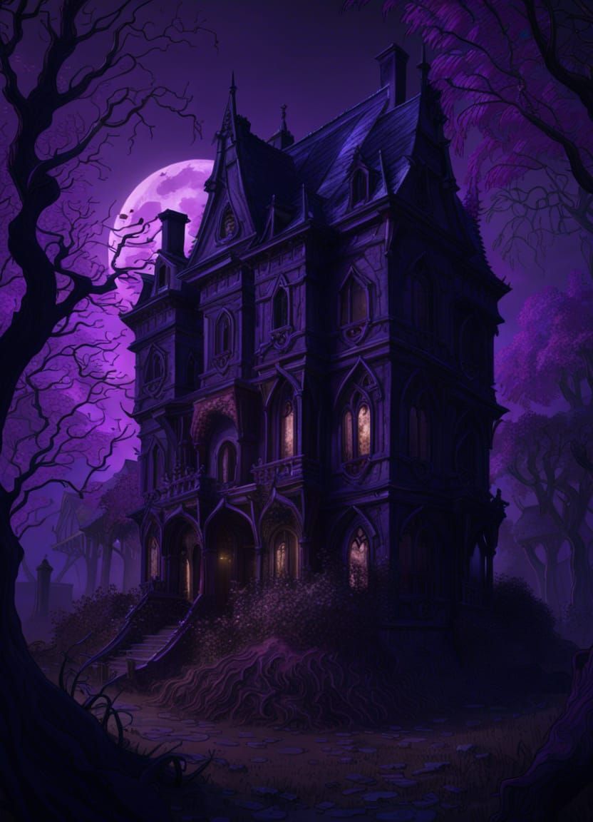 Gothic Haunted House Landscape in Zombiecore Style