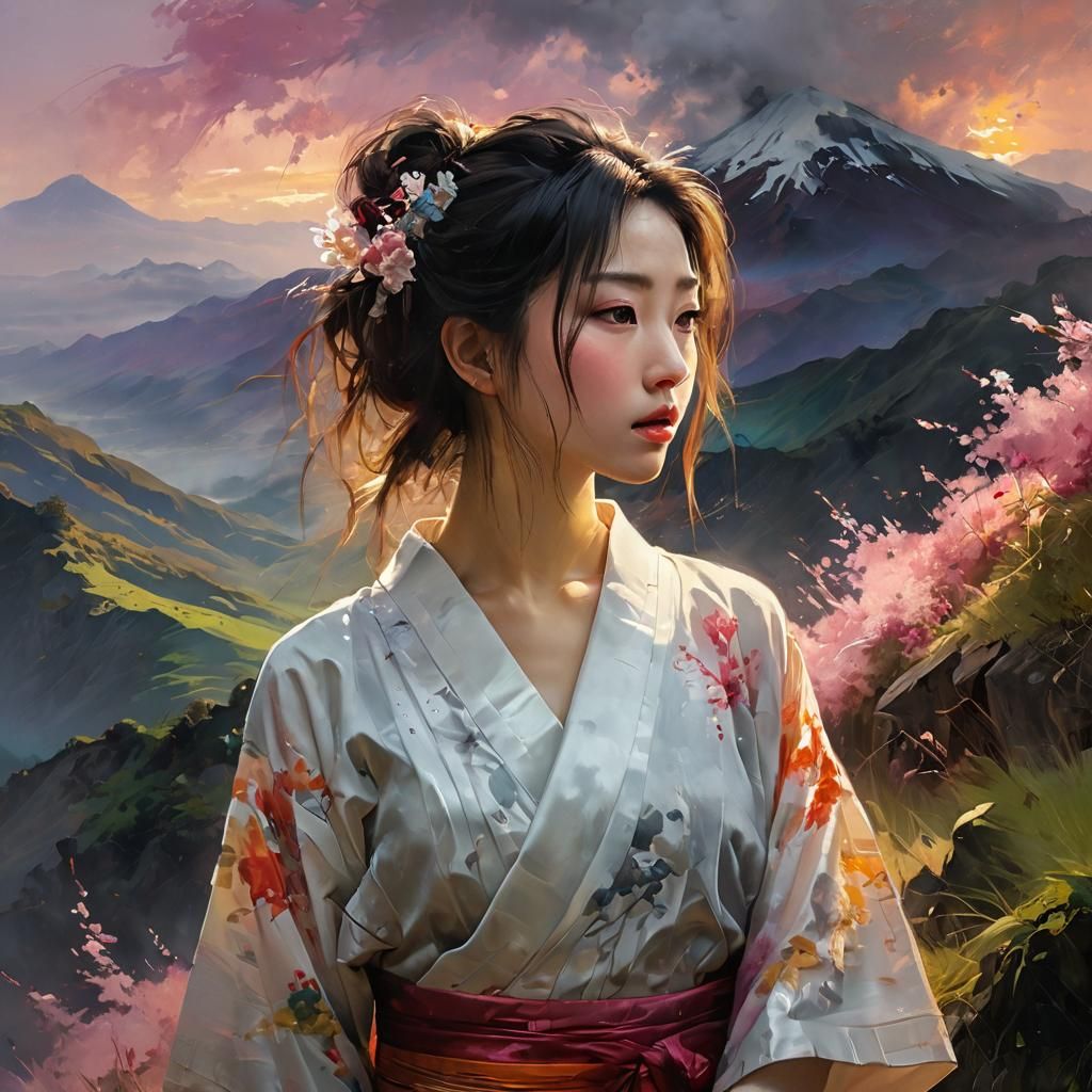 Ethereal Japanese Landscape in Impressionist Oil