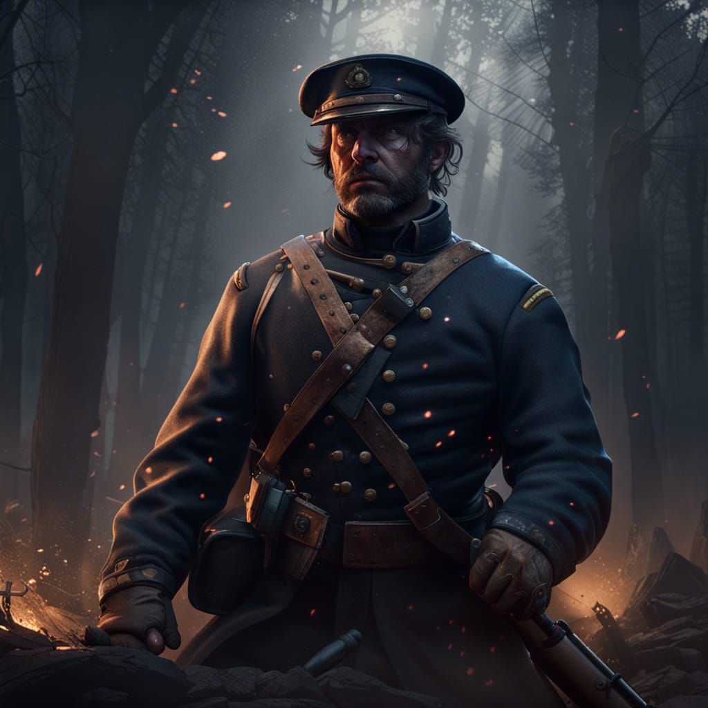 Civil War Soldier in Dark Fantasy Style
