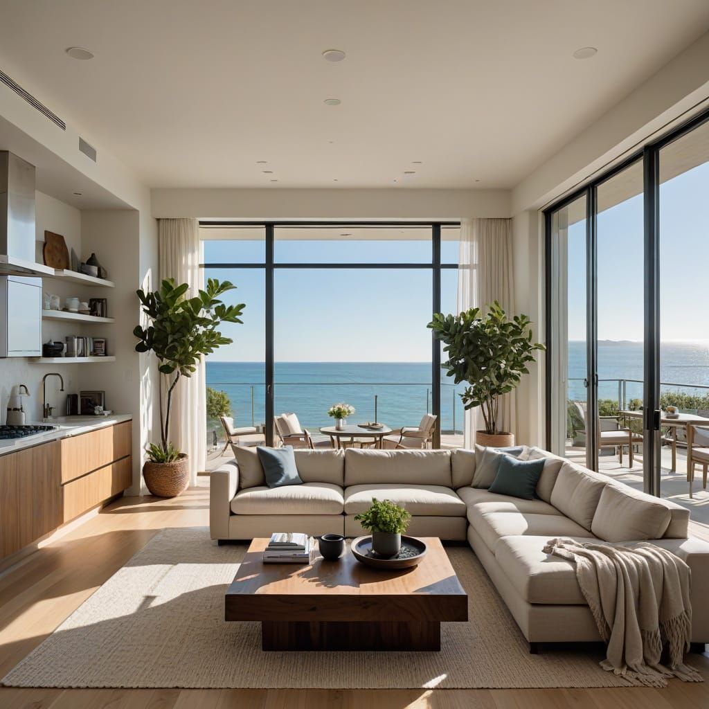 Serene Seaside Oasis with Minimalist Elegance