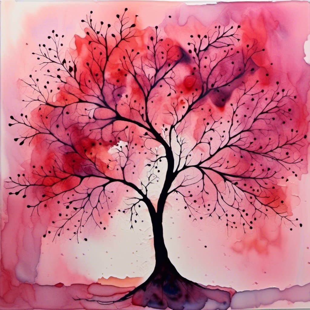 Luminous Watercolor of Abstract Organic Shapes