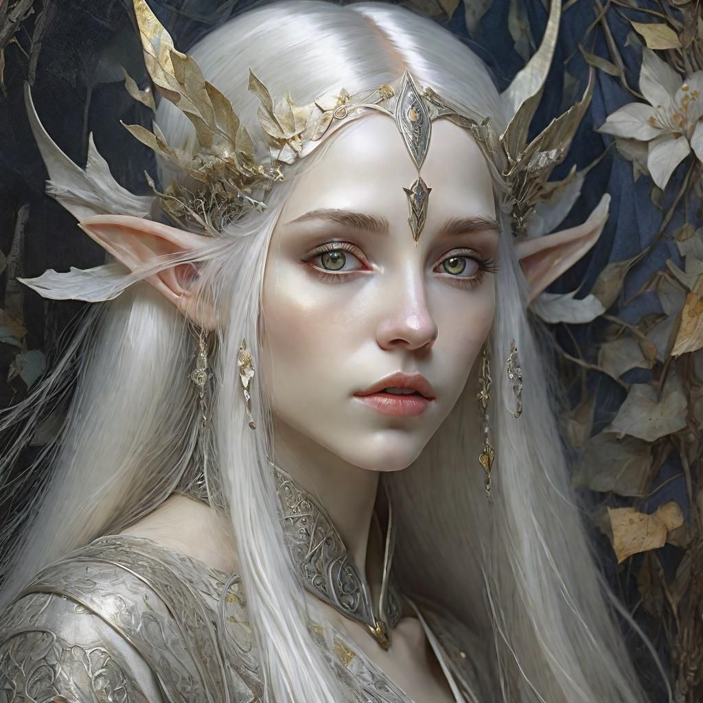 Detailed Elf Princess Portrait in Japonisme Style