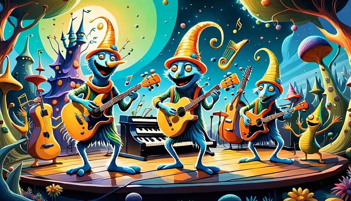 Sneetches Pop Concert in Dr. Seuss Cartoon Style