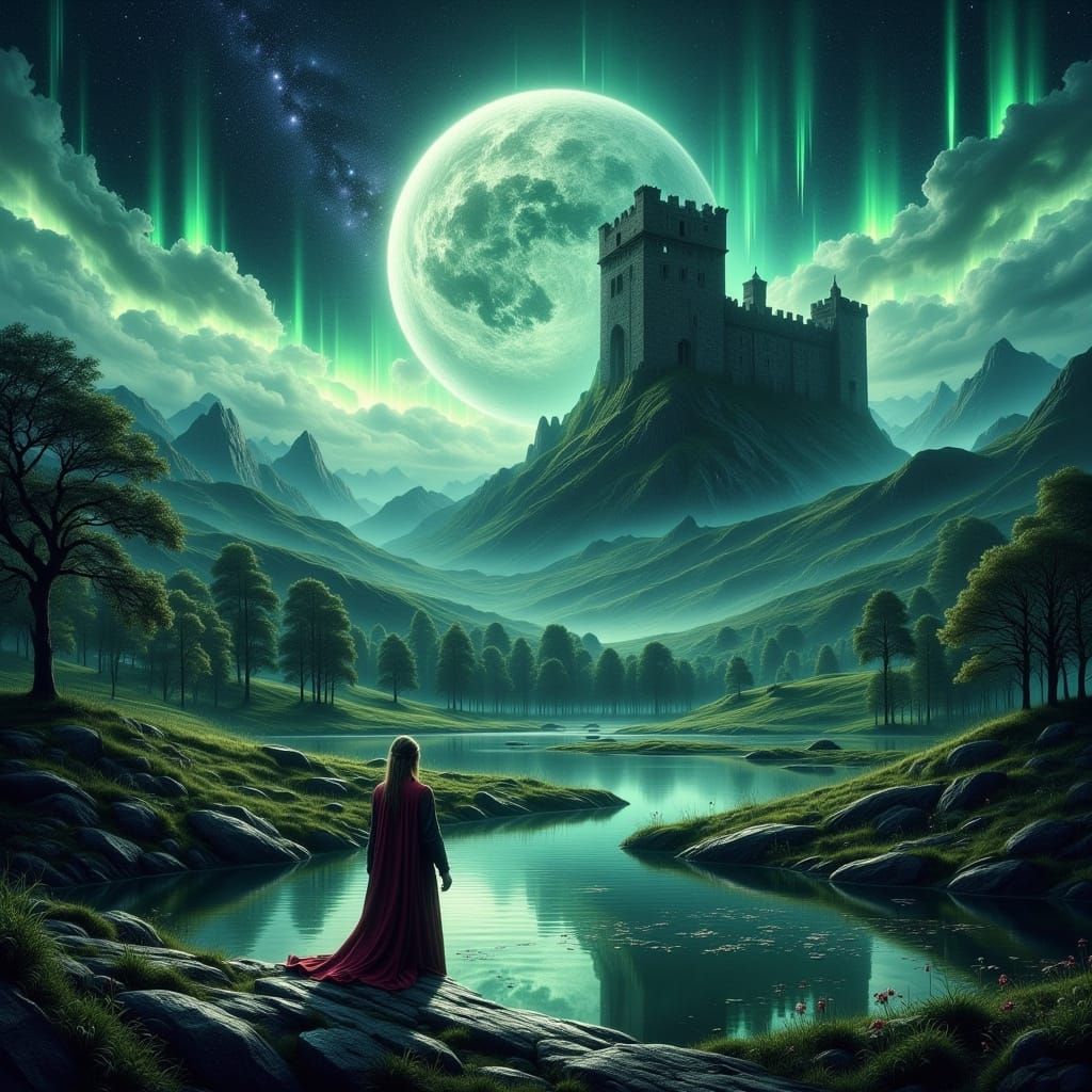 Ethereal Avalon Landscape in Hyperrealistic Style