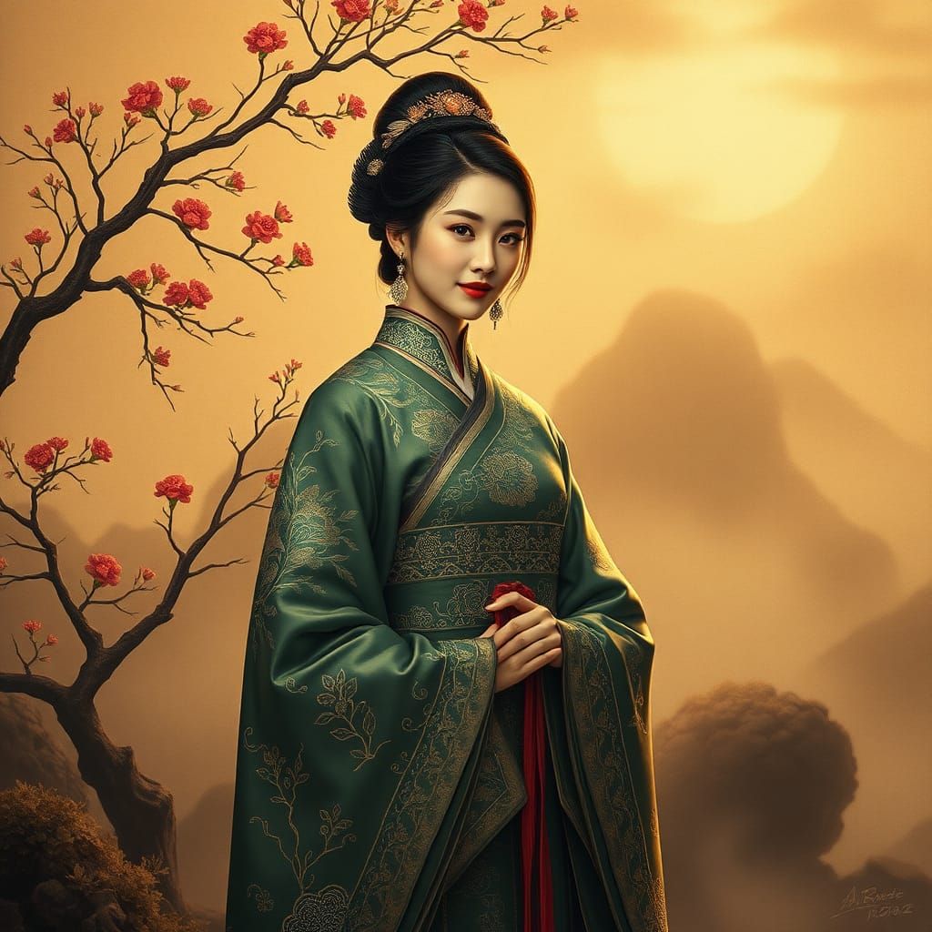 Elegant Lady in Traditional Chinese Attire