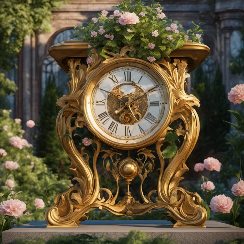 Art Nouveau Clock with Floral Design