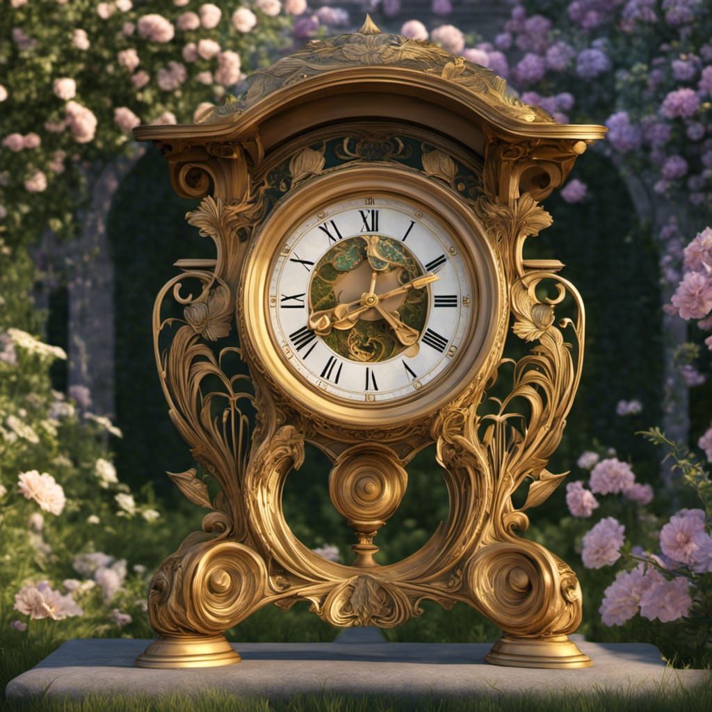 Art Nouveau Clock with Floral Design