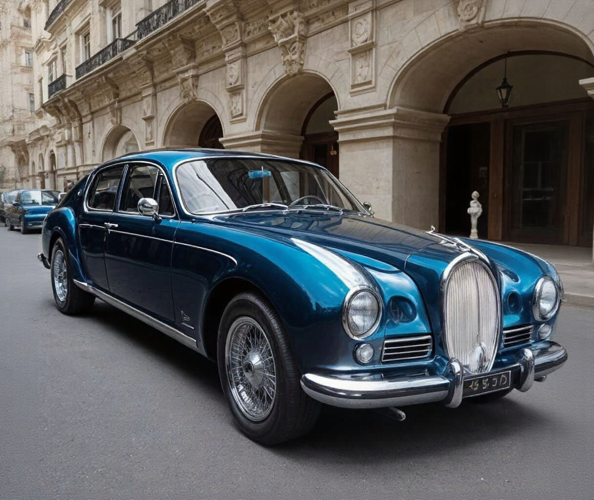 Retro Blue Bugatti Galibier Fastback Limousine